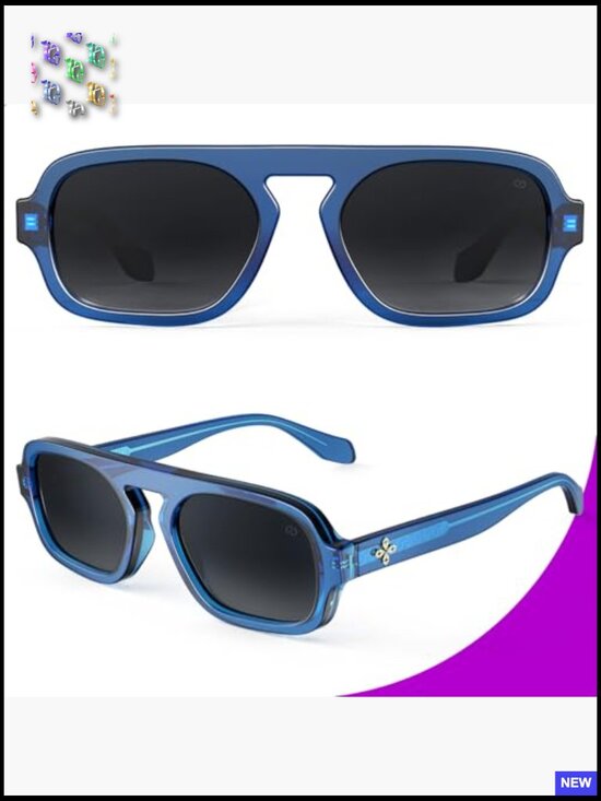 Flat Top Square Retro Sunglasses TR90 Frame UV400 Protection Unisex Large main image 7